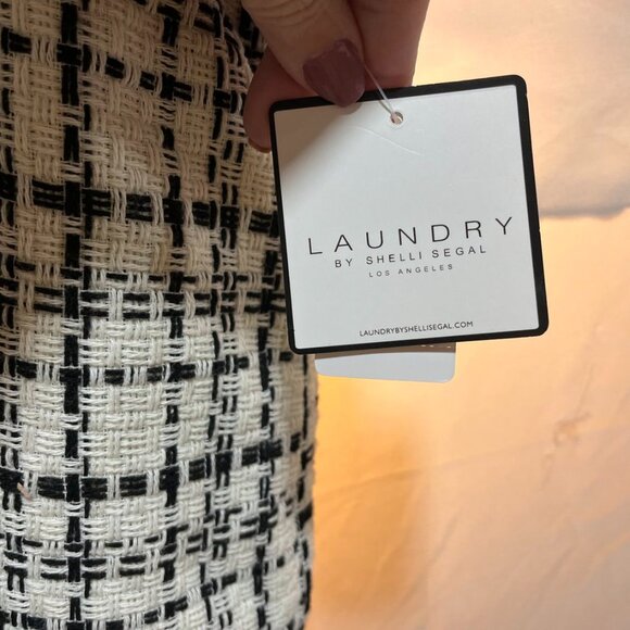 Laundry by Shelli Segal Textured Tweed Mini Skirt Black White XL - Picture 7 of 11